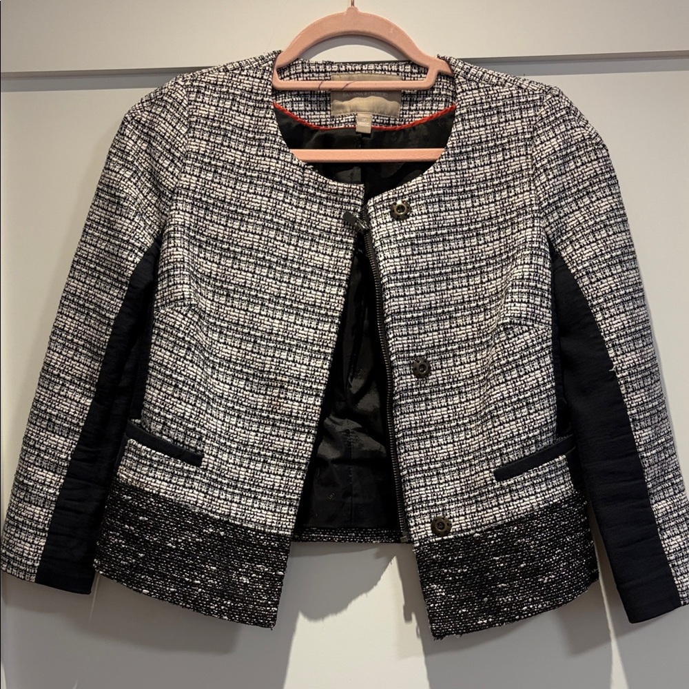 Banana Republic Black and White Tweed Blazer